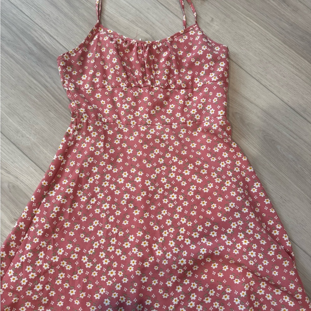 Floral Pink Spaghetti Strap Dress
